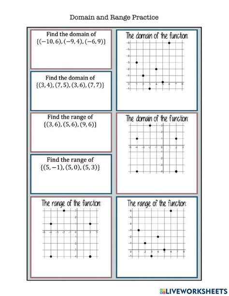 Domain and Range Practice Worksheet by It's about Math Connections