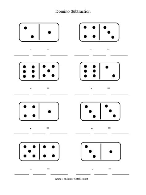 Domino Subtraction Worksheet