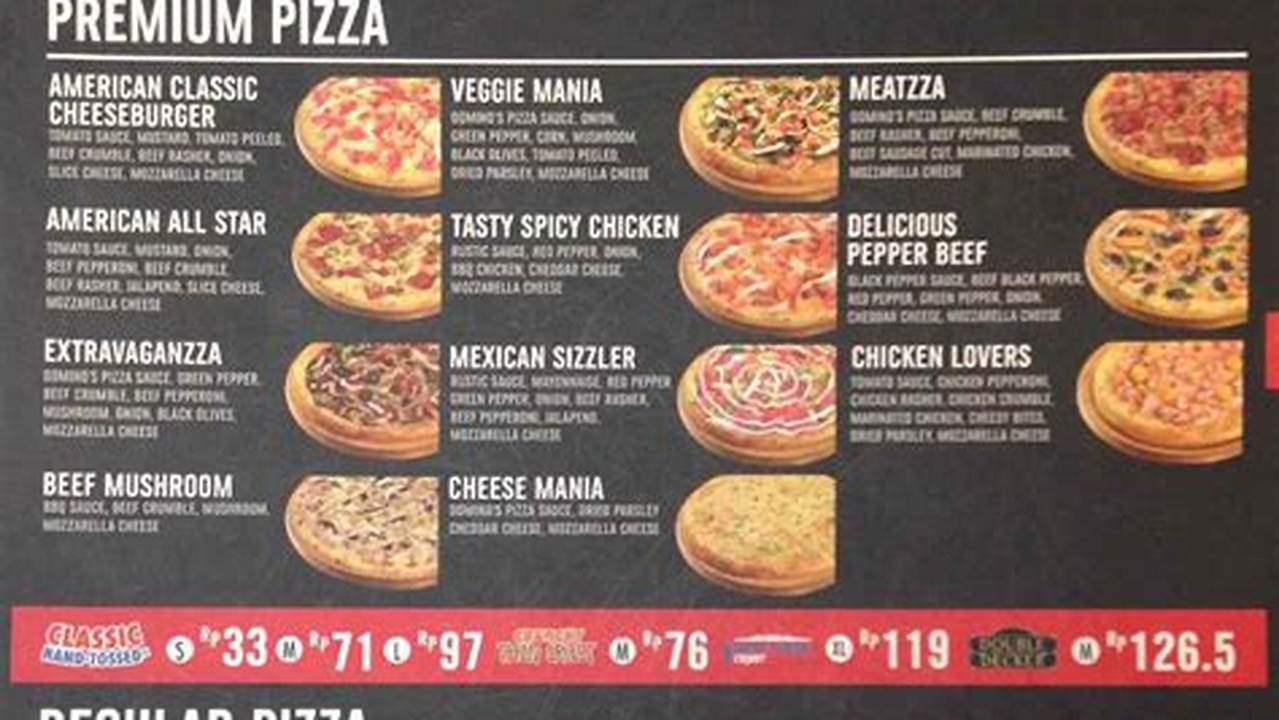 Dominos Pizza Menu 2024