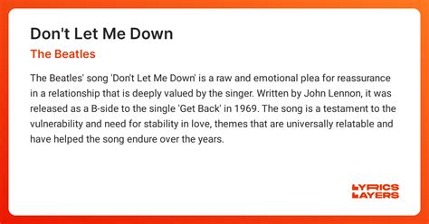Don T Let Me Down Traduction