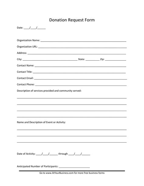 Donation Request Form Template Word