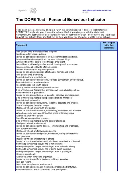 Dope Personality Test Pdf