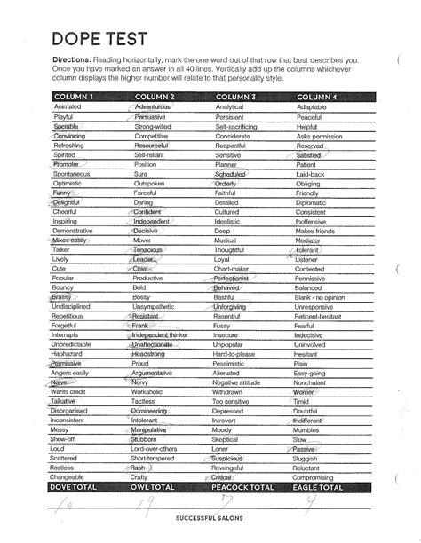 Dope Personality Test Printable Free