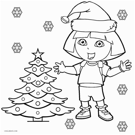 Dora Christmas Colouring Pages