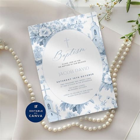 Dotted Blue - Baptism & Christening Invitation Template with regard to