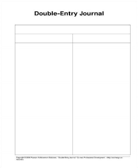 Double entry journal template