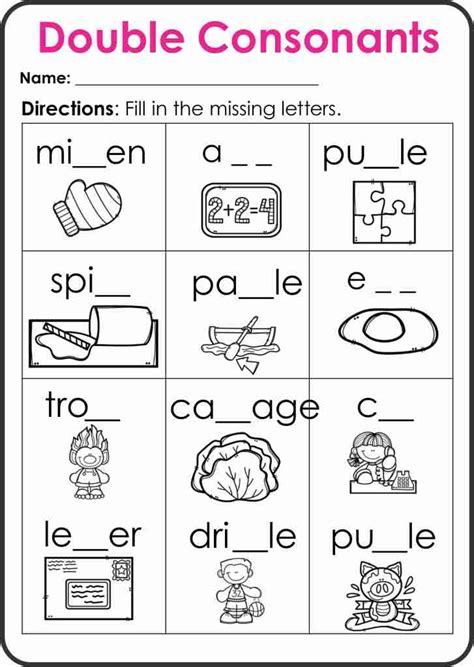 Double Consonant Worksheets