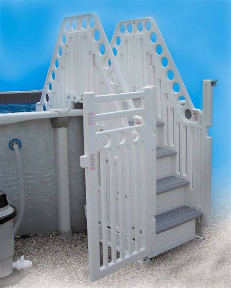 Exterior Beautiful Above Ground Pool Stairs Floating from 3 Most