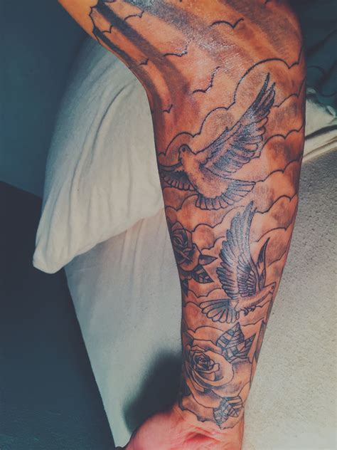 Doves With Clouds Tattoo