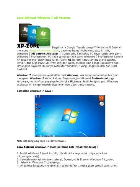 Download Aktivasi Windows 7 All Version
