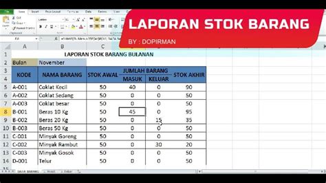 Download File Excel Stok Barang Sederhana