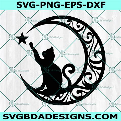 Download Download Halloween Cat Moon Svg EPS File Files