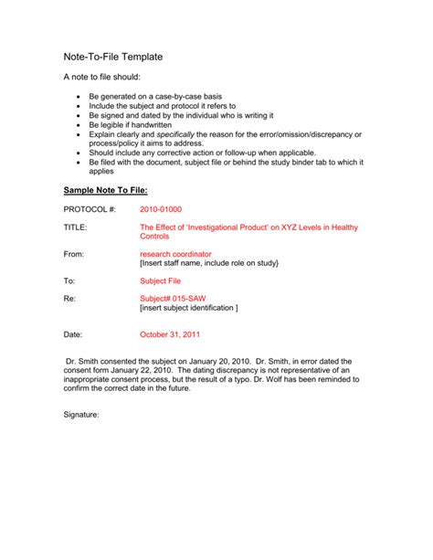 Download Notes For The File Template for Free - FormTemplate