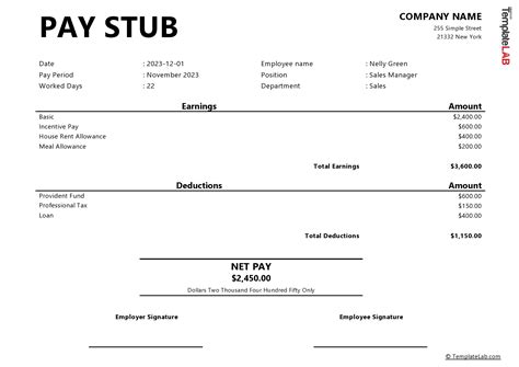 Download Pay Stub Template Free