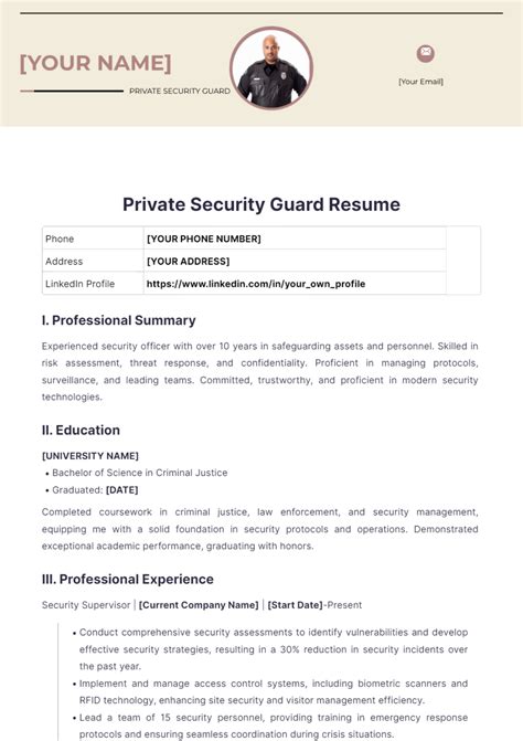 Download Security Guard Resume
