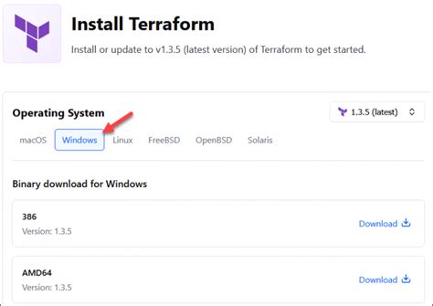 Download the Terraform Installer
