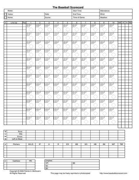 30+ Printable Baseball Scoresheet / Scorecard Templates Free Template