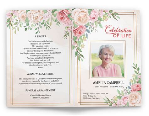 Downloadable Free Printable Celebration Of Life Program Template