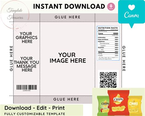 Downloadable Free Printable Chip Bag Template