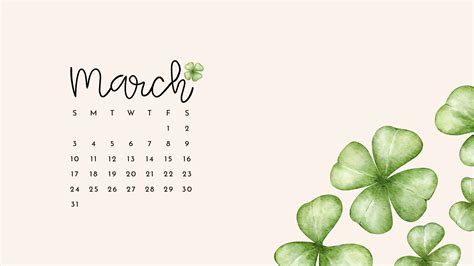 Downloadable March 2024 Calendar Desktop Background