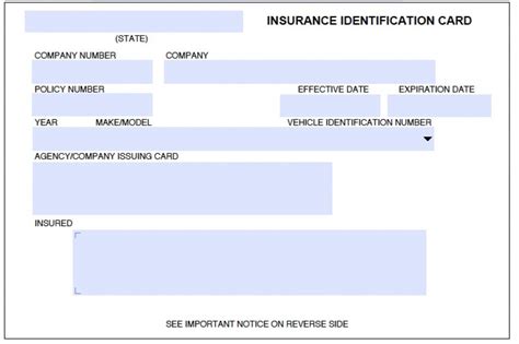 Downloadable Printable Fillable Fake Car Insurance Card Template