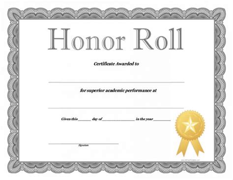 Downloadable Printable Free Editable Honor Roll Certificate Template