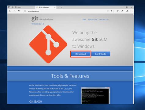 Downloading Git Installer