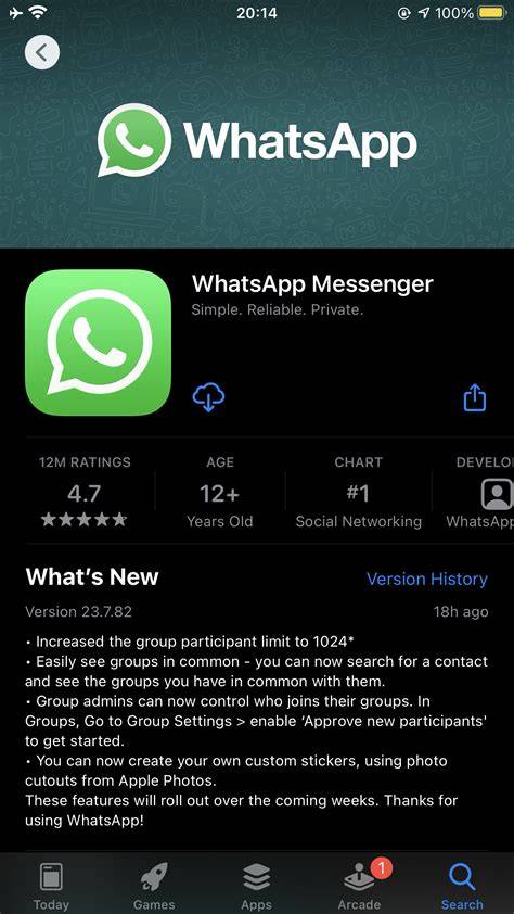 Downloading WhatsApp from Apple App Store on iOS