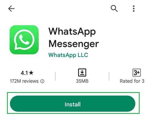 Downloading WhatsApp from Google Play Store on Android