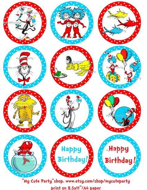 Dr Seuss Printable Cupcake Toppers