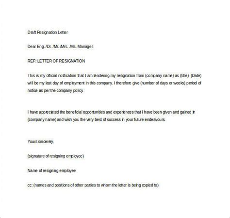 Download Resignation Letter Samples