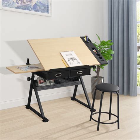 KAAYEE Height Adjustable Glass Drafting Desk Artist Drawing Table Tilted Tabletop Art Desk Work