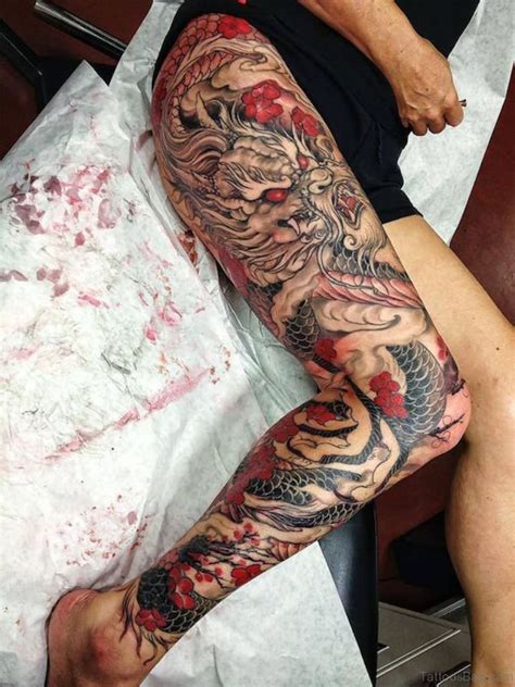 Oriental black dragon thigh tattoo Thigh tattoos women