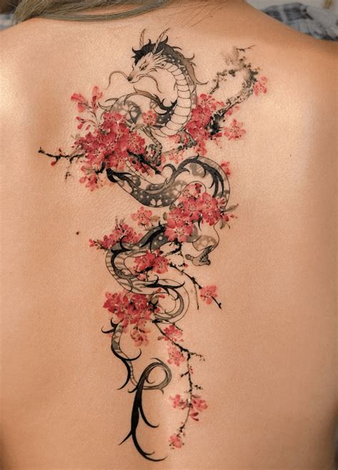 Dragon And Flower Tattoo