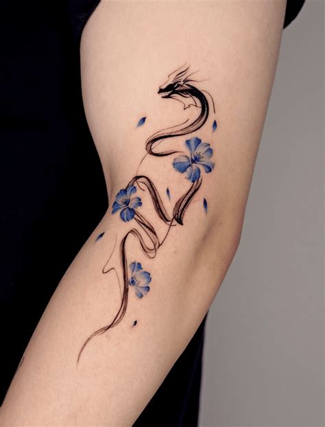 Dragon Flower Tattoo