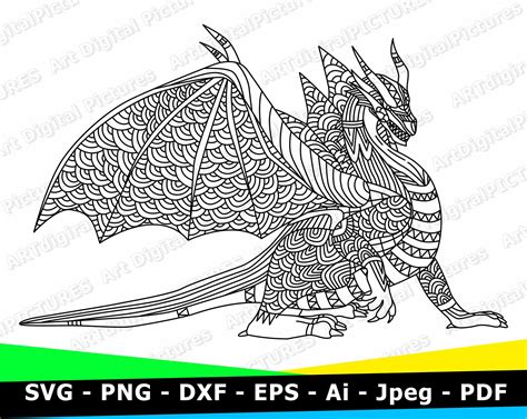 91+ Dragon Mandala SVG, Dragon 2 D Mandala Digital Download SVG Eps File. Dragon Mandela SVG