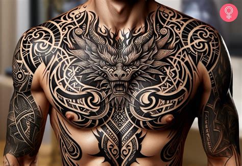 Dragon Tattoo In Chest