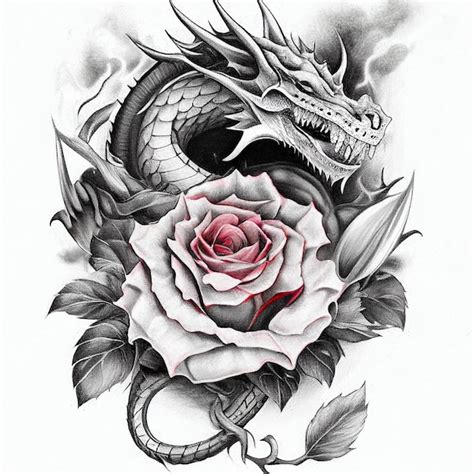 Dragon With A Rose Tattoo