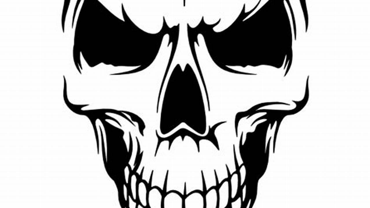 Draw Two Lines Down From The Bottom Of The Skull, One On Each Side Of The Line., Free SVG Cut Files