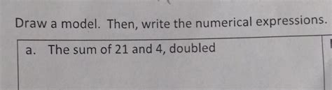 Draw A Model Then Write The Numerical Expressions