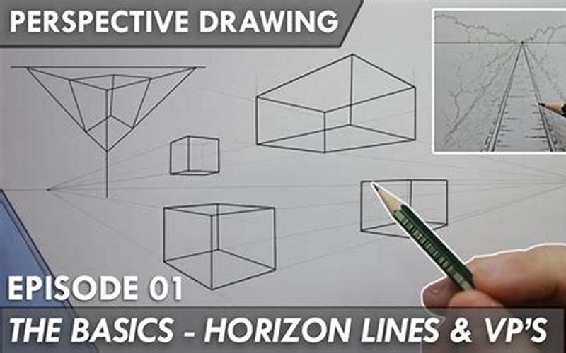 Drawing A Vertical Line And Two Circles On The Vanishing Point
