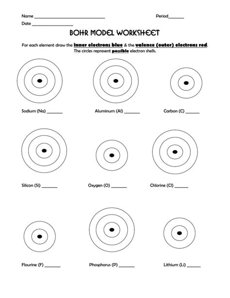 Drawing Bohr Model Worksheet