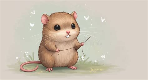 Drawing Cute Mouse On Twig