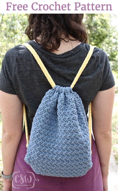 Drawstring Crochet Backpack