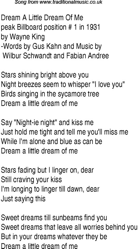 Dream A Little Dream Of Me Lyrics