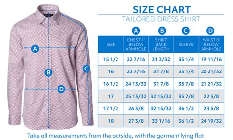 Dress Shirt Measurement Chart