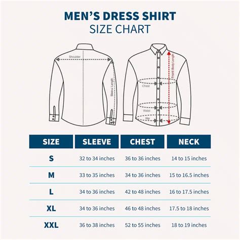 Dress Shirt Measurements Chart