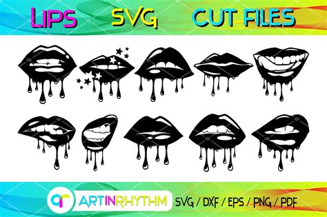 Download Dripping Lips Bundle - Lips SVG Cut... Images
