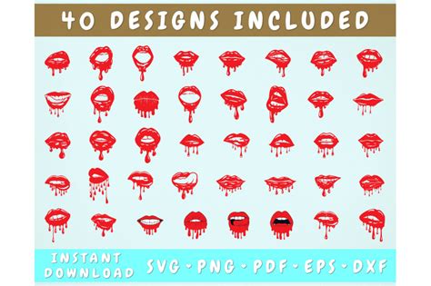Download Dripping Lips Bundle Files for Cricut