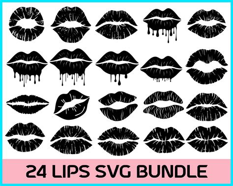 Download Dripping Lips Bundle Silhouette DXF Files